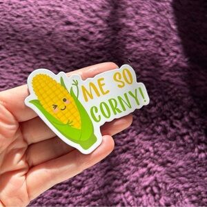 Punny, Funny, Ear of Corn “ME SO CORNY” Magnet, White, Yellow, Green